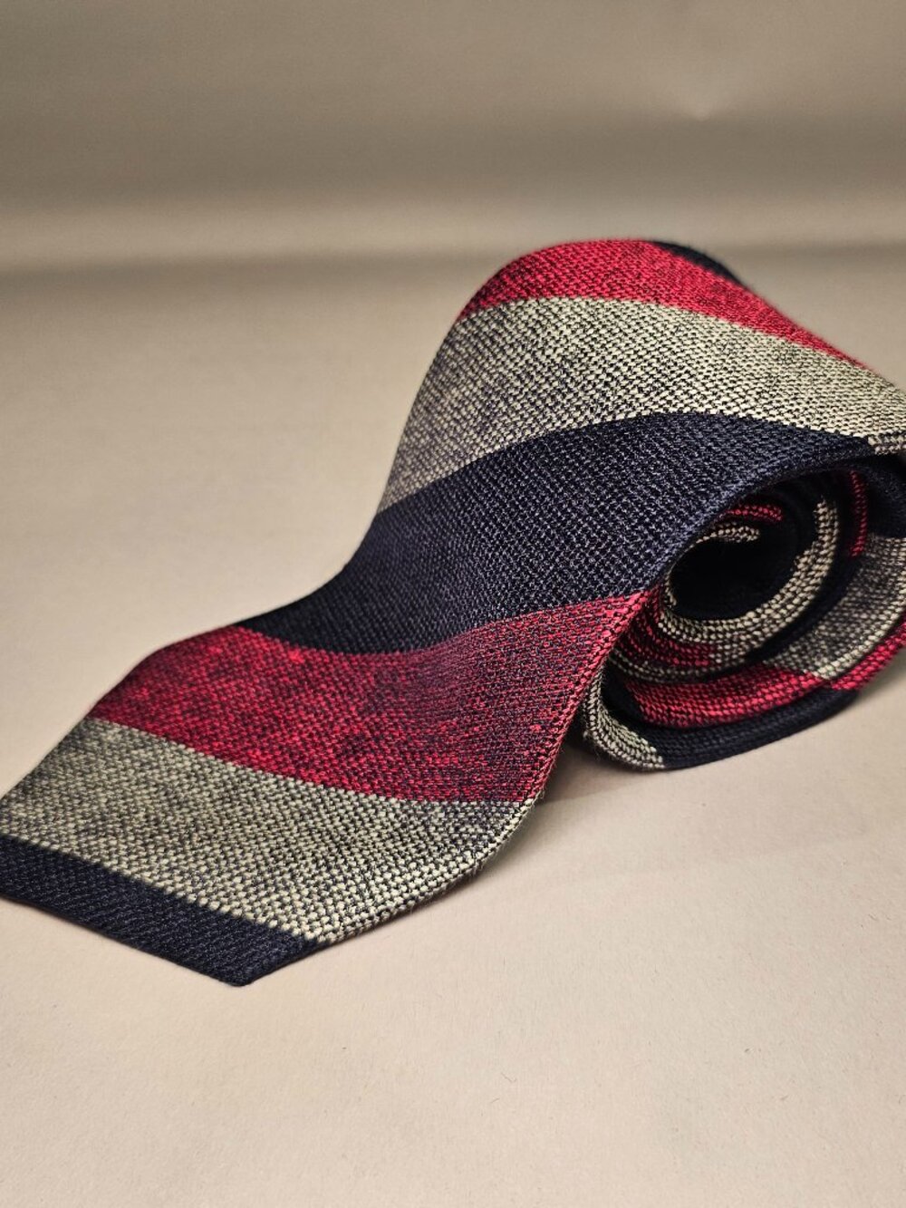 Eton Regimental Stripe Silk Linen Tie NWT Made in Italy Luxury Neck Tie